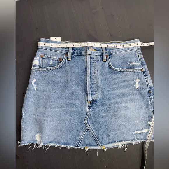 AGOLDE Quinn High-Rise Frayed Denim Jean Mini Skirt NWT - Picture 10 of 11